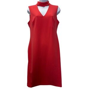 Calvin Klein Women's Scuba Crepe Keyhole Sheath Choker Dress Red/Coral Size‎ 6